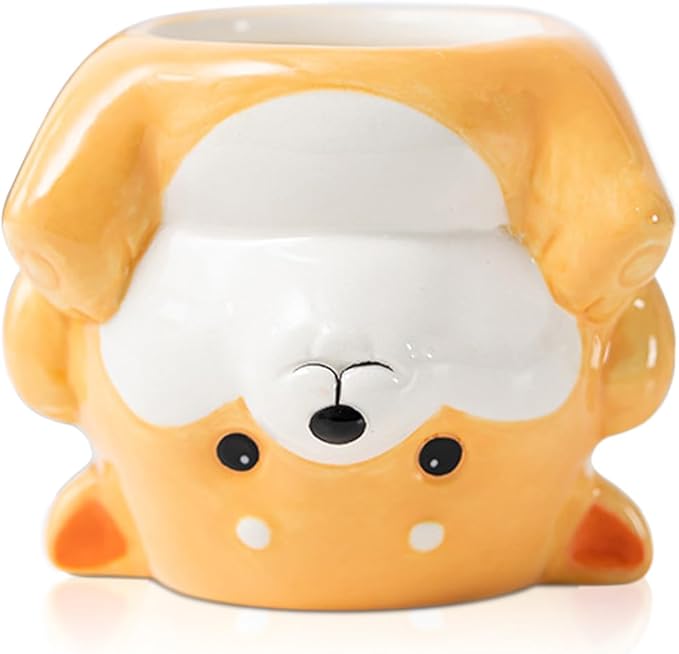 DIYOMR Cute Animal Planter Upside Down Ceramic Cartoon Succulent Pot Animals Shaped Small Flowerpot for Kid's Room Decoration Desktop Planting Ideas Creative Pen Holder - Plants Not Included (Dog)