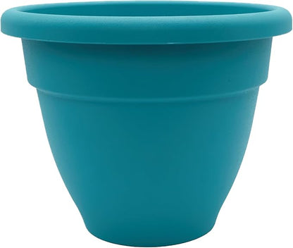 The HC Companies Caribbean Planter Pot - Outdoor & Indoor Plant Pot with Drainage Hole & Plug - Rolled Rim Plastic Pots for Plants & Flowers - Decorative Plant Pot (12" Dusty Teal, Pack of 1)