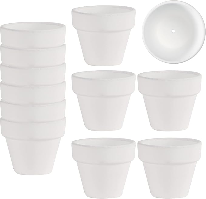 Mini White Terracotta Clay Flower Pots 2 inch with Drainage Holes for for Tiny Cactus Herb lithop, Small Succulent Planter Nursery Plant Pot for Home Garden Table DIY Hand Craft Gift Decoration