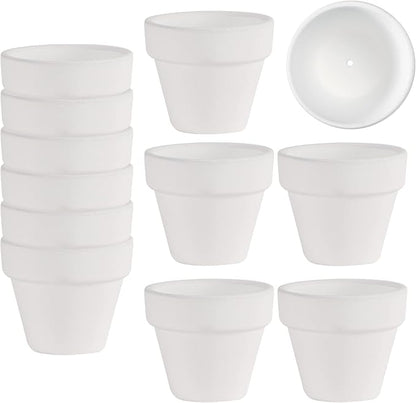 Mini White Terracotta Clay Flower Pots 2 inch with Drainage Holes for for Tiny Cactus Herb lithop, Small Succulent Planter Nursery Plant Pot for Home Garden Table DIY Hand Craft Gift Decoration