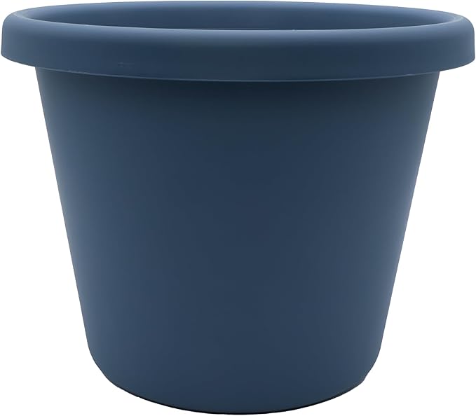 The HC Companies Classic Round Plastic Plant Pot w/Rolled Rim - Lightweight & UV Resistant Flower Pot for Herbs & More - Outdoor & Indoor Plant Pots w/Drainage (14 inch Slate Blue, Pack of 1)