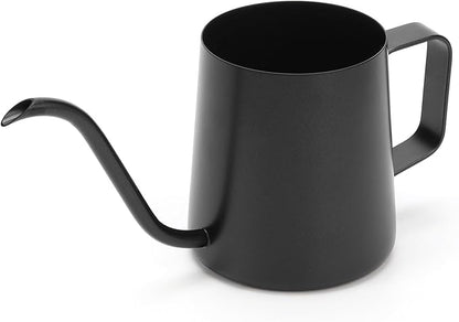 350ml Small Watering Can for Indoor Plants, 12oz Mini Plant Watering Pot with Long Spout and Handle, Black Tiny Stainless Steel Watering-Can for Outdoor Indoor Plants Flower Garden