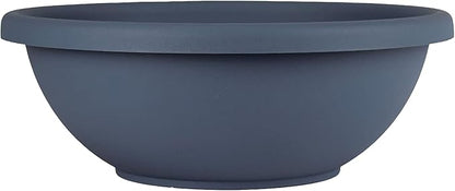 The HC Companies Shallow Planter with Drainage - Contemporary Garden Bowl Planter for Flowers, Herbs & More - Round Succulent Planter Pot for Indoors and Outdoors (20" Slate Blue, Pack of 1)