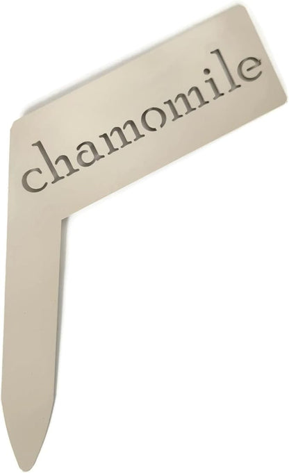 Planter Size Small Metal Garden Plant Vegetable Flower or Herb Markers 13.5 Inches Tall (chamomile, Cream)