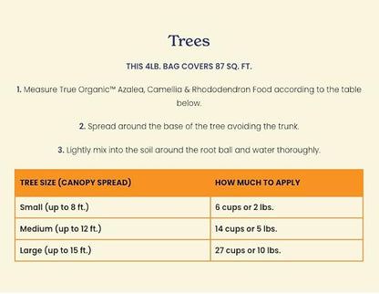 True Organic Azalea, Camellia & Rhododendron Food – Organic Fertilizer for Low-pH Plants – 12lb Bag