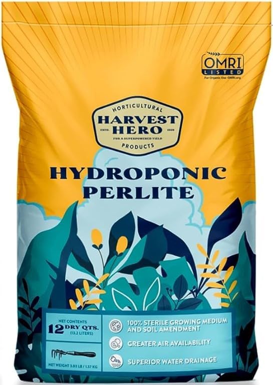 Harvest Hero 12qt Organic Perlite for Plants, Perlite for Gardening with Trimming Scissors