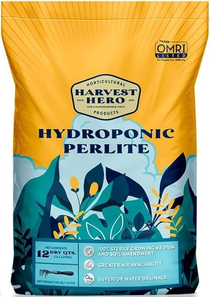 Harvest Hero 12qt Organic Perlite for Plants, Perlite for Gardening with Trimming Scissors