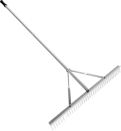 36" Head Aluminum Garden Rake,76 inch Long Handle with 37 tines,Landscape Metal Rake for Lawns,Loosening Soil,Weeding Lake