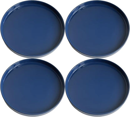 Plant Saucer Pot Tray Planter Saucers 4 Pack 4 inch, 5 6 7 8 9 10 11 12 13 15 Inch for Indoors Outdoor, Durable Sturdy Ceramic Flower Drainage drip Water Tray for Glazed Pots Base ((4.5"/4.1"-Blue)