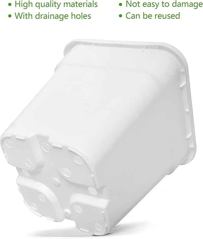HOSTIC 1 Gallon Square Nursery Pots Flexible Plastic Pots for Plants Gallon Pot with Drainage Holes 10 Pcs