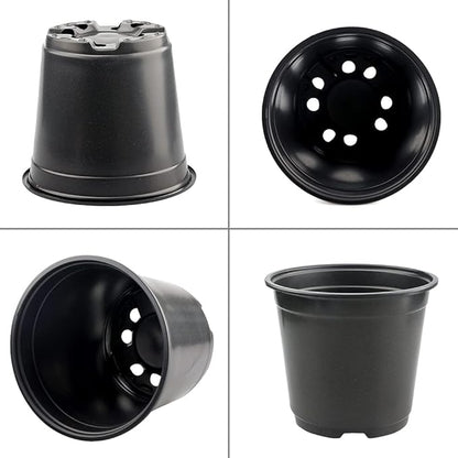 KINGLAKE 100 Pcs 6" Plastic Plants Nursery Pots Seedlings Flower Plant Container Seed Starting Pots Black