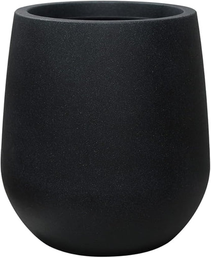 16.9 Inch Plastic Tall Planters for Outdoor Plants,Modern Black Round Tapered Flower Pot for Outdoor and Indoor Plants, Large Plant Pots with Drainage Holes and Rubber Plug for Home Garden Patio