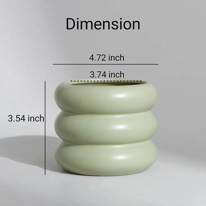Ceramic Plant Pot Indoor, 4.5 Inch Flower Pot with Drainage Hole, Small Bubble Design Ceramic Planter for Home & Office Decor (Green)