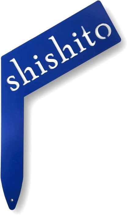Planter Size Small Metal Garden Plant Vegetable Flower or Herb Markers 13.5 Inches Tall (shishito, Blue)