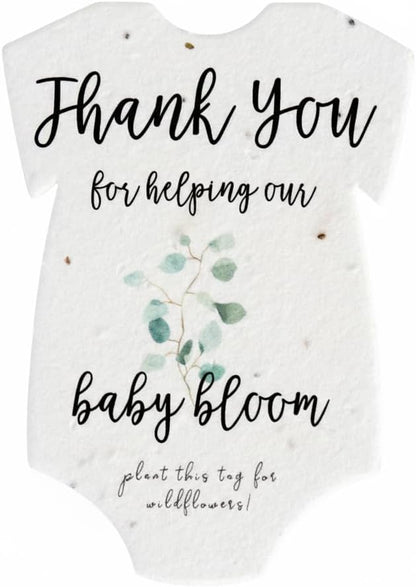 Onesie Seed Paper – 15 Green Shower Favors for Guests with Wildflower Seeds, Writable & Plantable, Shower Favor Gifts for Guest