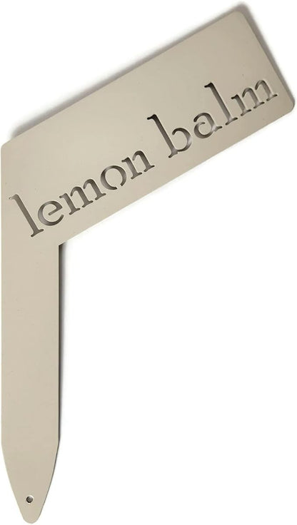 Planter Size Small Metal Garden Plant Vegetable Flower or Herb Markers 13.5 Inches Tall (lemon balm, Cream)