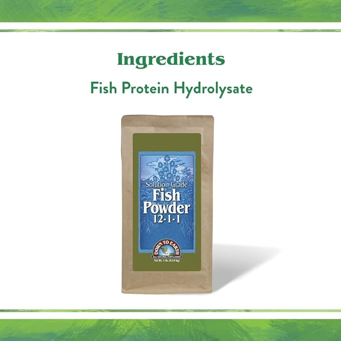 Down To Earth All Natural Fertilizers Organic Solution Grade Fish Powder - Water Soluble Nitrogen - Makes up to 50 Gallons of Liquid Fish Fertilizer for Soil or Foliar Spray 12-1-1, 1 lb
