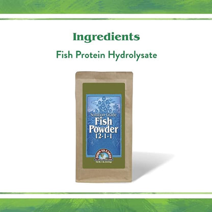 Down To Earth All Natural Fertilizers Organic Solution Grade Fish Powder - Water Soluble Nitrogen - Makes up to 50 Gallons of Liquid Fish Fertilizer for Soil or Foliar Spray 12-1-1, 1 lb