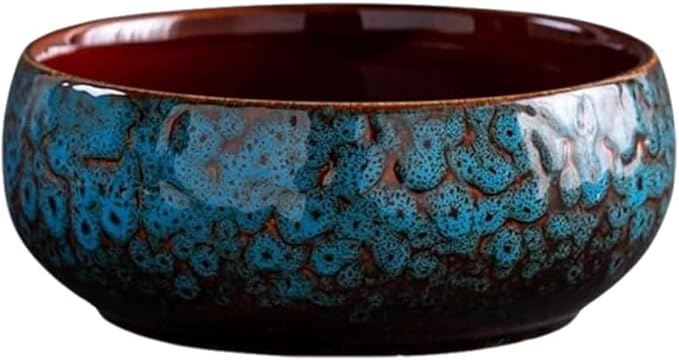 Lotus Bowl Planter, Lotus Bowls for Planting in Water Indoors, Bonsai Bowl Lotus Flower Seeds, Ceramic Planters for Indoor Plants (Blue)