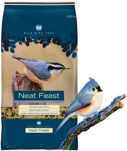 Blue Seal Neat Feast Wild Bird Seed | Attracts Wide Variety of Wild Outside Birds | Seed for Outside Feeder | Convenient Shell-Free Mix | Made in USA | 8 Pound Bag