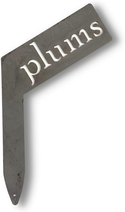 Planter Size Small Metal Garden Plant Vegetable Flower or Herb Markers 13.5 Inches Tall (plums, Raw, Unfinished Steel)