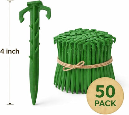 50 ct. Contractor Grade 4 Inch Biodegradable Stakes, Sod Staples for Securing Weed Fabric, Landscape Fabric, Netting, and Blanket