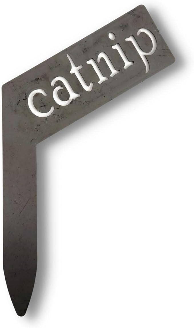 Planter Size Small Metal Garden Plant Vegetable Flower or Herb Markers 13.5 Inches Tall (catnip, Raw, Unfinished Steel)