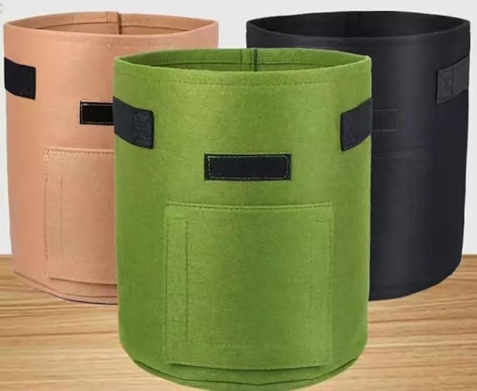 Ulalaza 5PCS Potato Grow Bags with Flap Plant Grow Bags Fabric Multi Ribbon Potato Bag Tomato Vegetable Growth Non-Woven Felt Planting Bag Transparent