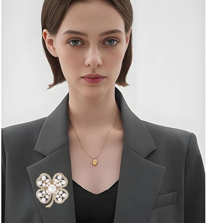 St.Patrick's Day Brooches for Women Dainty Crystal Four Leaf Lapel Pin Shamrock Hat Brooch Pins Irish Enamel Brooches Irish Holiday Costume Accessory Jewelry