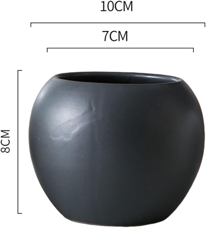 Dark Gray Spherical Ceramic Plant Pots Succulent Small Planter Pots Indoor Modern Decorative Indoor-Outdoor Garden Plant Pots with Drainage Holes - Plants Not Included 3.94 x 3.94 x 3.15 Inch