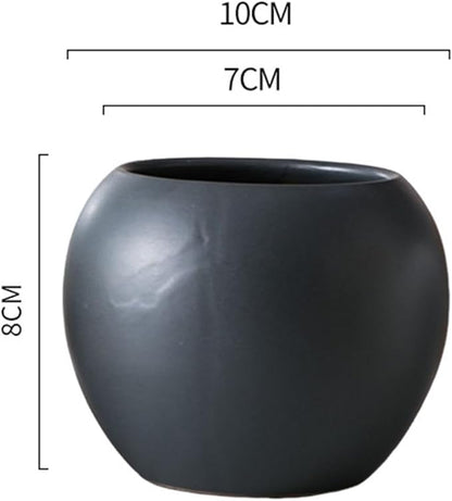 Dark Gray Spherical Ceramic Plant Pots Succulent Small Planter Pots Indoor Modern Decorative Indoor-Outdoor Garden Plant Pots with Drainage Holes - Plants Not Included 3.94 x 3.94 x 3.15 Inch