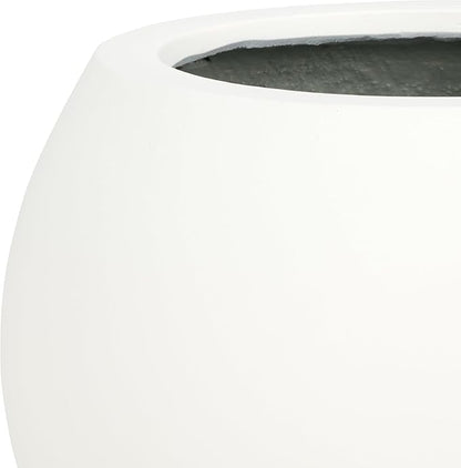 SAFAVIEH Outdoor Patio Furniture Gerand White Concrete Ficonstone Round Planter Pot (Fully Assembled)