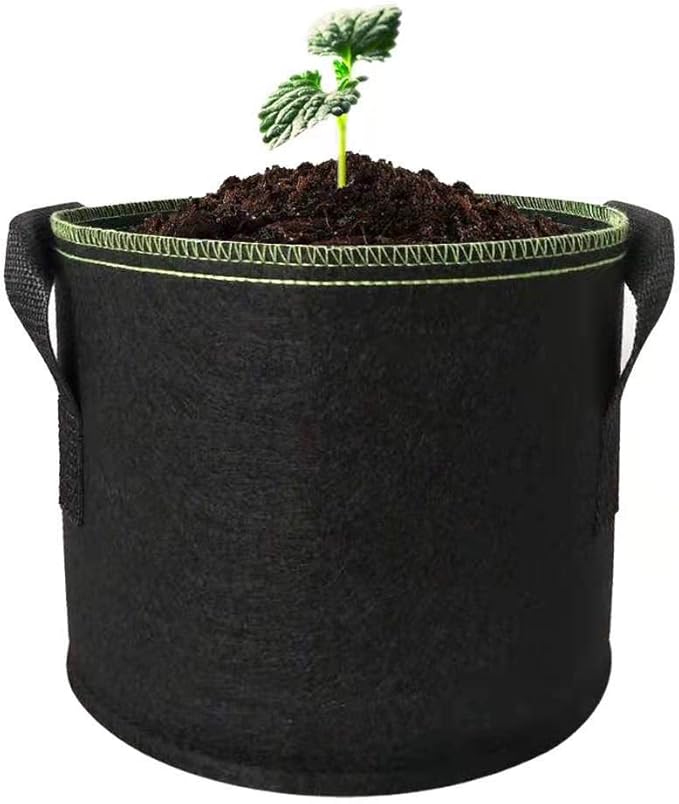 jecengs 6-Pack 5 Gallon Non-Woven Thickened Plant Grow Bag, High-Intensity Transplanting Seedling Pot with Handle Black