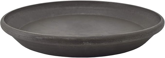 PSW Pot Collection AP35DC 14-inch Plastic/Stone/Wood Composite Plant Saucer Drip Tray – No Drainage Hole (Drillable), Indoor/Outer Water Tray, Dark Charcoal