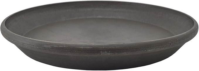 PSW Pot Collection AP30DC 12-inch Plastic/Stone/Wood Composite Plant Saucer Drip Tray – No Drainage Hole (Drillable), Indoor/Outer Water Tray, Dark Charcoal