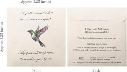 Forget Me Not Seeds - Hummingbird Funeral Favors - Prefilled Seed Packets - Ready to Give - Pack of 20