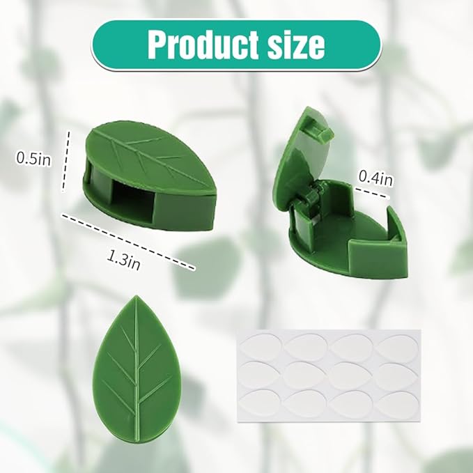 Plant Climbing Wall Fixture Clips, 2026 New Plant Clips for Climbing Plants, Green Leaf Shaped Self-Adhesive Plant Wall Clips for Vine Support Traction and Cable Organization (50, Green)
