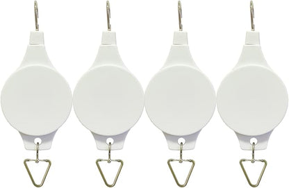 Pack Plant Hook Pulley, Retractable Plant Hanger Easy Reach Hanging Flower Basket for Garden Baskets Pots and Birds Feeder Hang High up and Pull Down to Water Or Feed (White 4Pack)