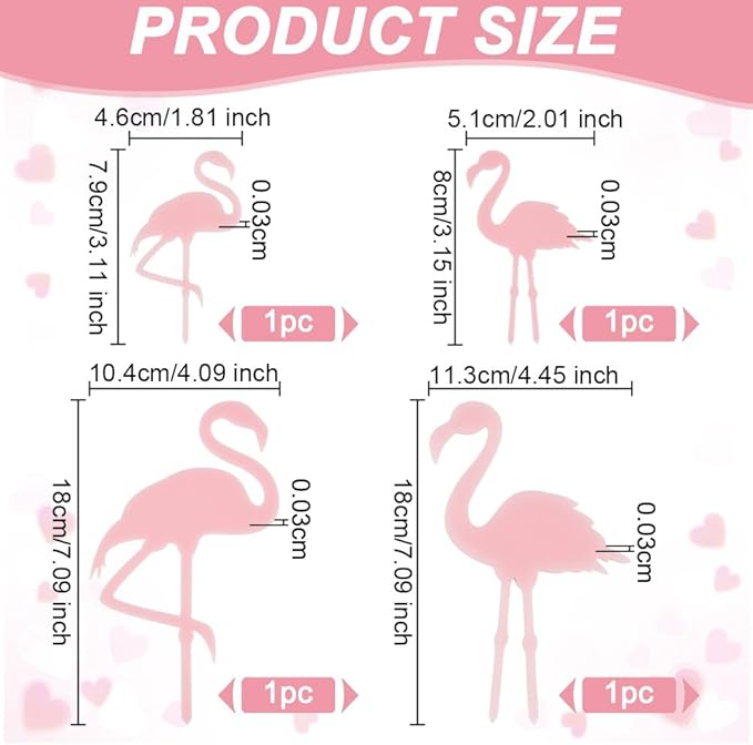 OLYCRAFT 4pcs 4-Style Acrylic Flamingo Plant Stakes Pink Miniature Garden Flamingo Figurines Flamingo Gradient Acrylic Flamingo Statue 3.1~7 Inch Length for Pot Garden Decorations