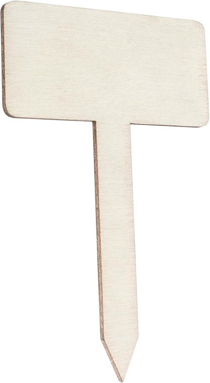 Plant Labels, 60 Pcs Plant Tags Garden Markers, Wooden T-Type Plant Name Stakes for Seed Potted Herbs Flowers Vegetables with Marker Pen, 4.1 x 2.5 inch