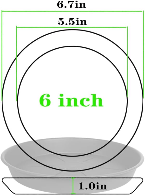 6 Pack of Plant Saucer Tray 4 6 8 10 12 14 17 19 22 25 inch, Heavy Duty Plastic Pot Plant Drip Trays Saucers for Indoors Outdoor, Plant Water Tray for Planters 4-7" (6", Clay)
