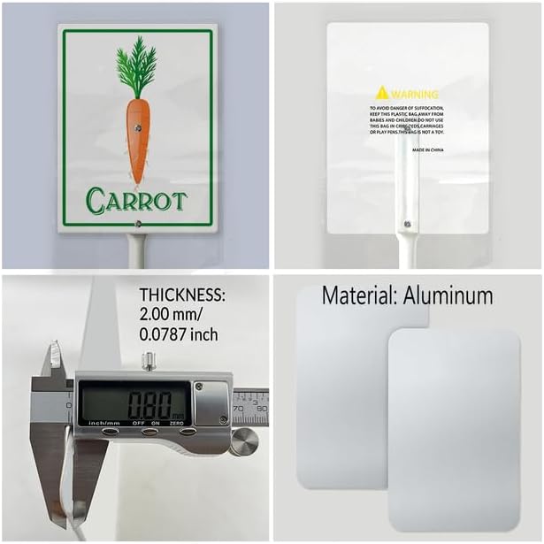 Carrot Marker Yard Sign with Stakes 4.6in×6in, Sturdy Aluminum Yard Signs, Plant Markers for Vegetable Flowers Plants, Plant Labels Sign, Outdoor Garden Stakes Supplies for Plant