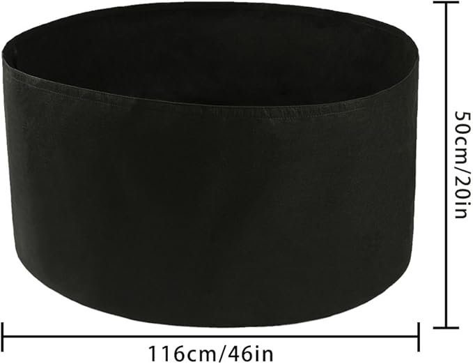 150 Gallons Extra Large Round Raised Garden Bed, Deep Soil Diameter 46"/ Height 22" Planting Container Grow Bags Durable Felt Fabric Planter Pot for Plants,Vegetables,Flowers (Black)