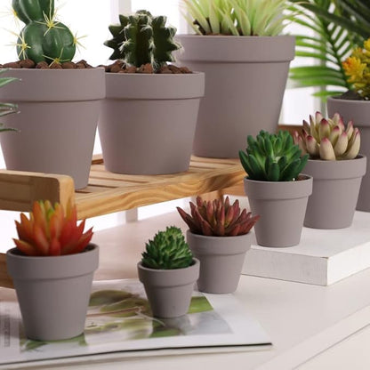 Yishang 1.9 Inch Tiny Grey Terracotta Pots Pack of 72-Small Mini White Clay Pots with Drainage Holes Flower Nursery Terra Cotta Planter for Tiny Cactus,Herb,Succulent Plants,Crafts