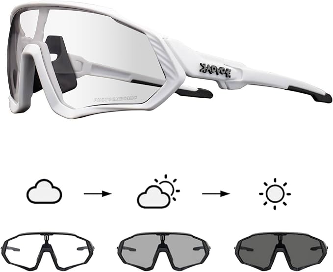 KAPVOE Photochromic Cycling Glasses Men Women Mountain Bike Sunglasses Clear MTB Bicycle Riding - K9408