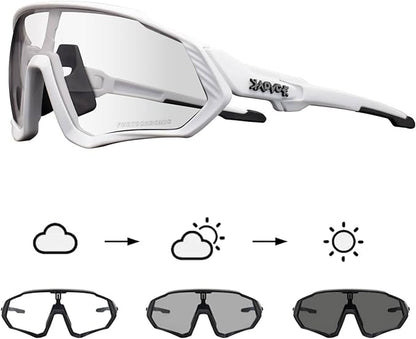 KAPVOE Photochromic Cycling Glasses Men Women Mountain Bike Sunglasses Clear MTB Bicycle Riding - K9408