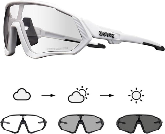 KAPVOE Photochromic Cycling Glasses Men Women Mountain Bike Sunglasses Clear MTB Bicycle Riding - K9408