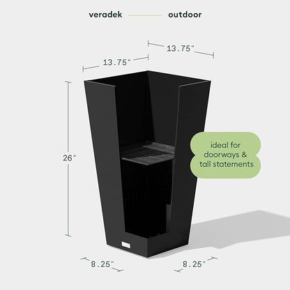 Veradek V-Resin Indoor/Outdoor Taper Planter (26 inch, Black)