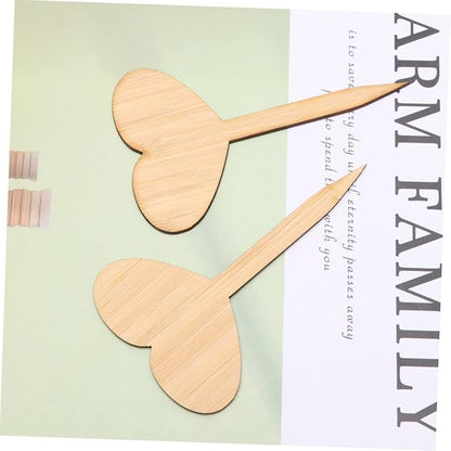 Mipcase 20pcs Heart Shaped Bamboo Thicken Plant Labels for Garden Seedling Markers t Shape for Writing