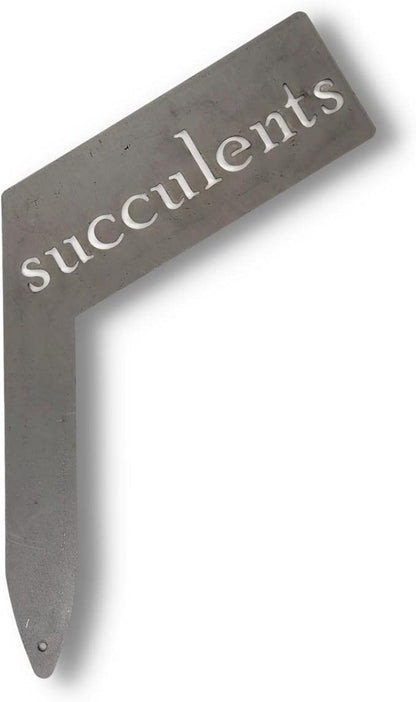 Planter Size Small Metal Garden Plant Vegetable Flower or Herb Markers 13.5 Inches Tall (succulents, Raw, Unfinished Steel)
